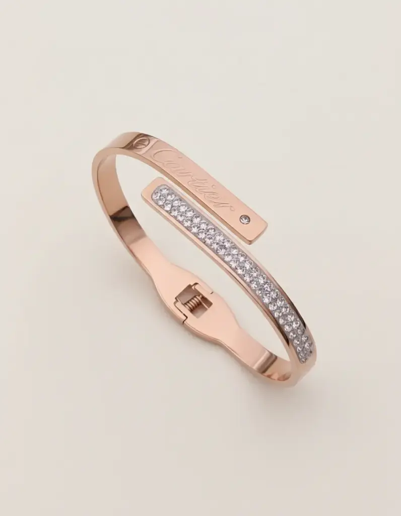Rose Gold Plain Kada with Dual Line