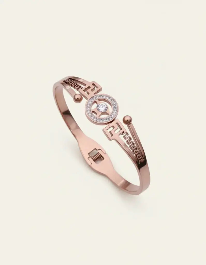 Rose Gold Engraved Plate Kada
