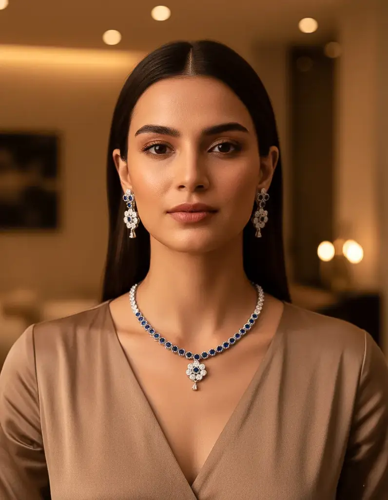 Zyora Premium Flower Drop CZ AD Set