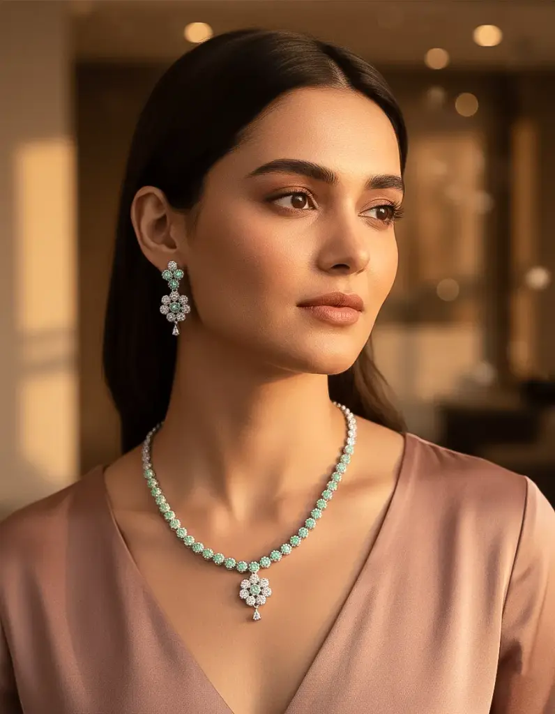 Zyora Premium Flower Drop CZ AD Set