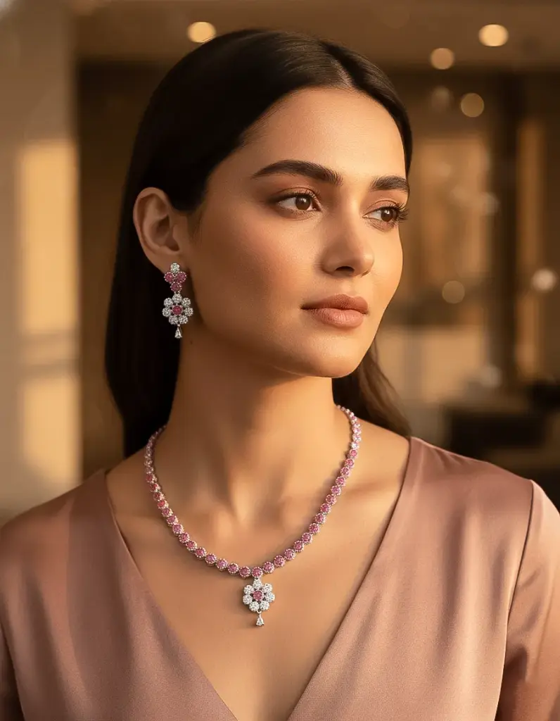 Zyora Premium Flower Drop CZ AD Set