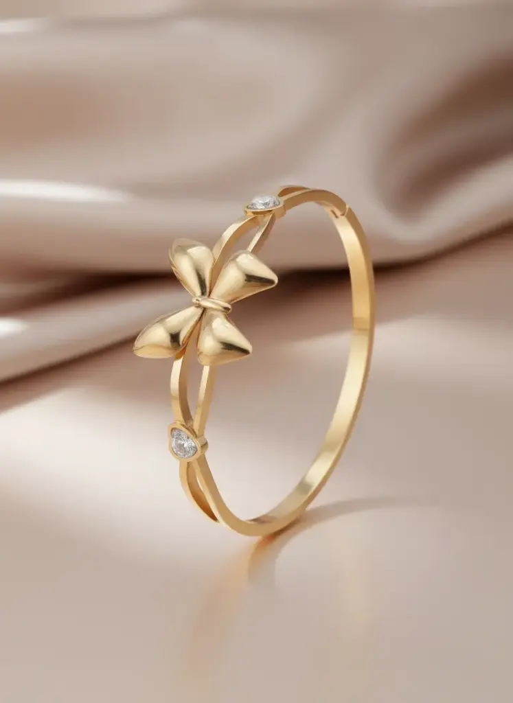 Enamel Butterfly & Daisy Bangle