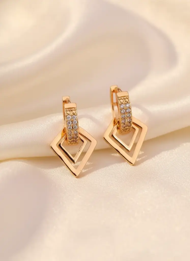 Zyora Diamond Frame Earrings