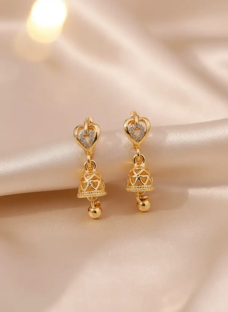 Zyora Hearted Jhumki Earrings