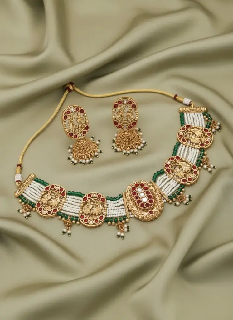 Rajwadi Queen High Gold Choker Set