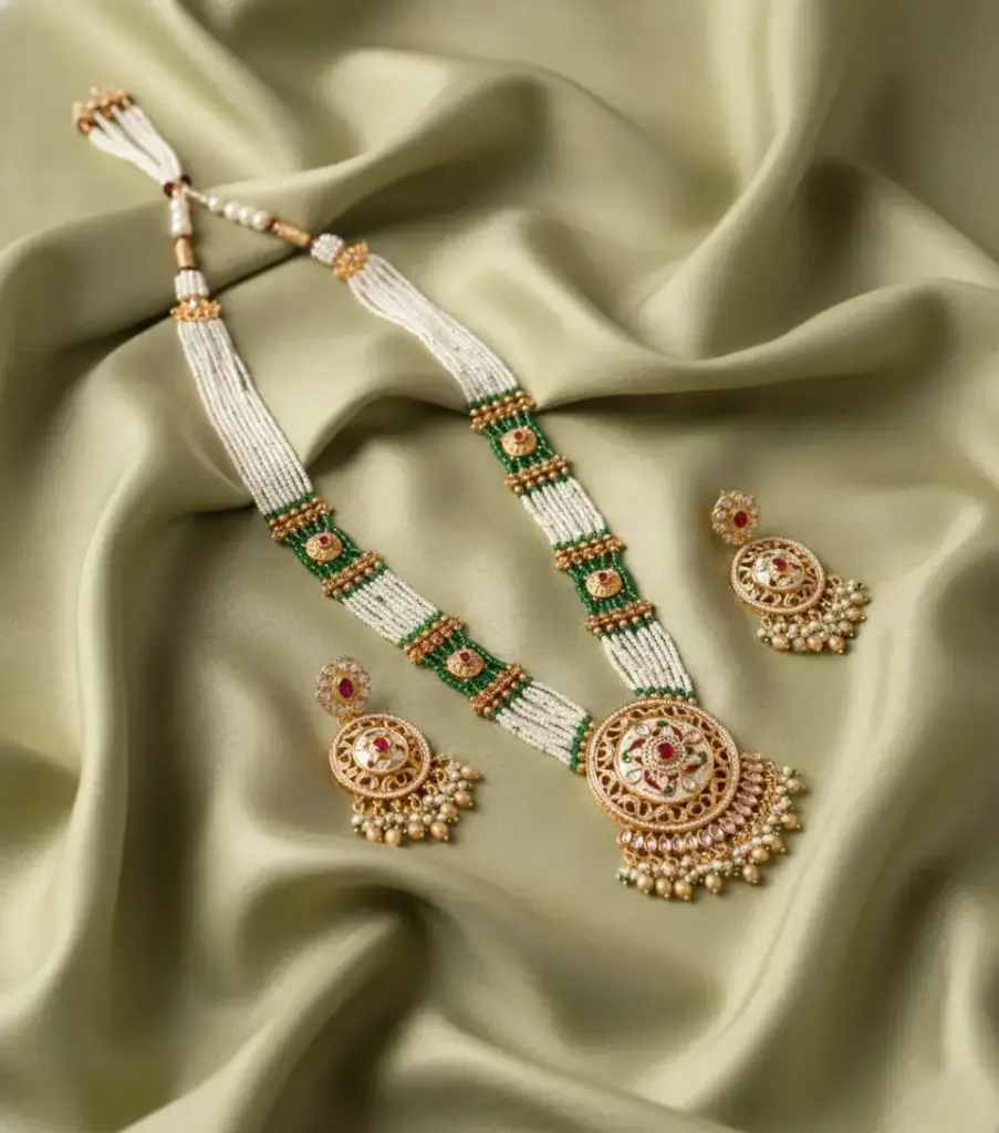 Traditional Polki Rani Haar (Green)