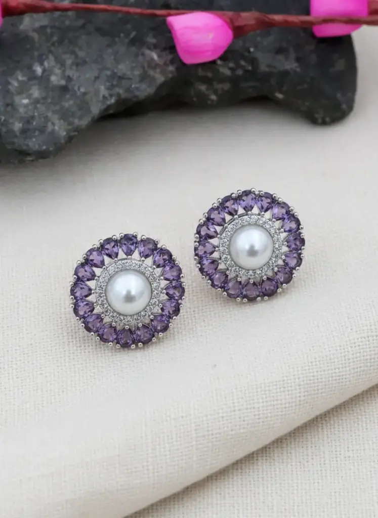 Zyora Radiant Bloom Earrings (Purpul)