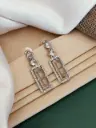 Zyora Rectangle Halo Drop Earrings