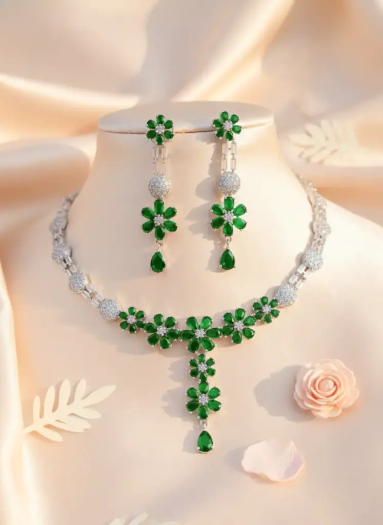 Zyora Blossom Drop Necklace & Earring Set