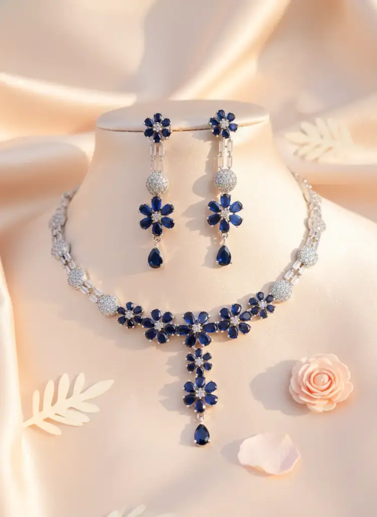 Zyora Blossom Drop Necklace & Earring Set