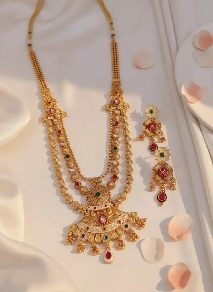 Zyora Antique Meena Work Layered Necklace Set