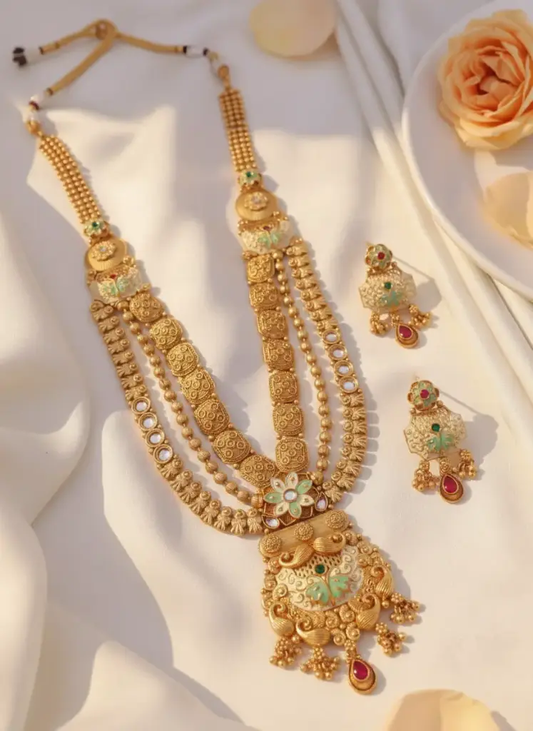 Zyora Traditional Floral Motif Long Dangler Set