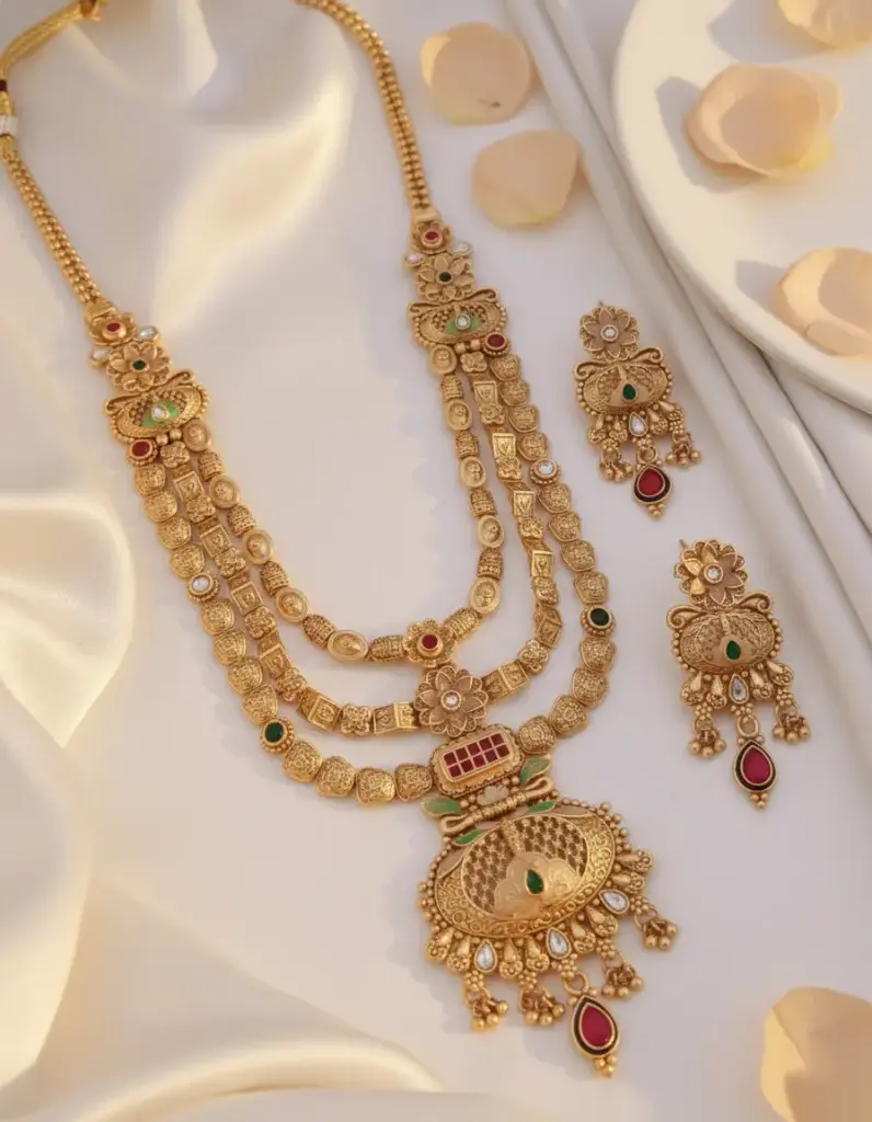 Zyora Traditional Three-Tier Heritage Necklace Set