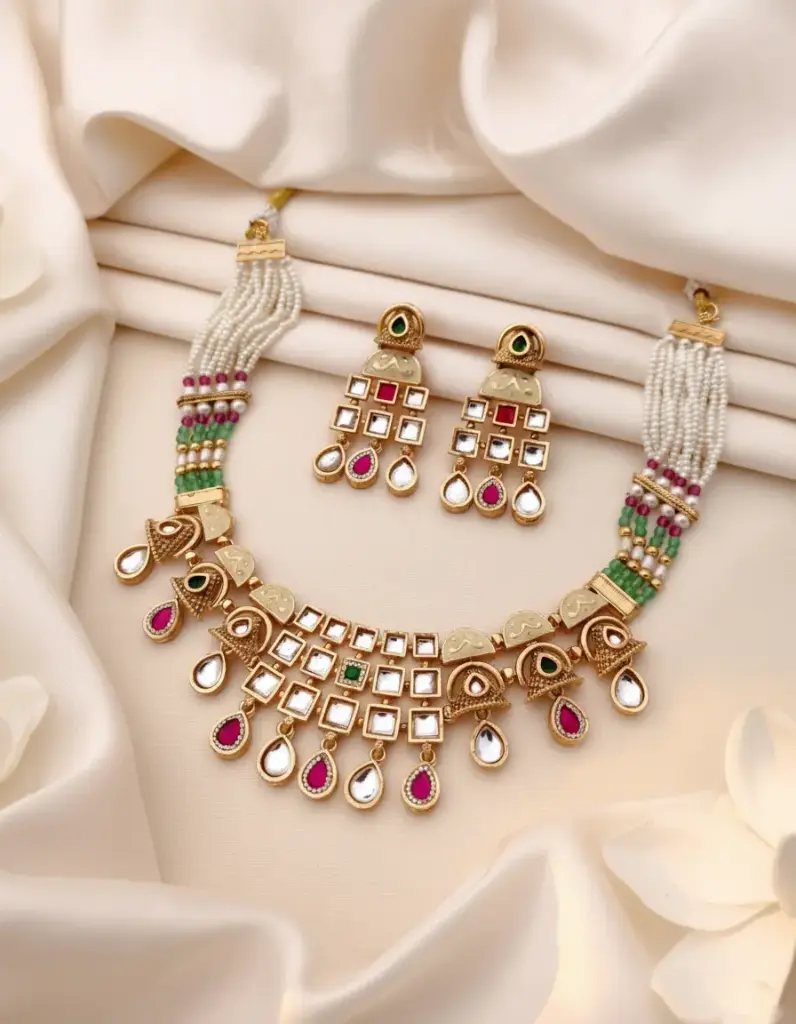 Zyora Traditional Multi-String Tassel Choker Set