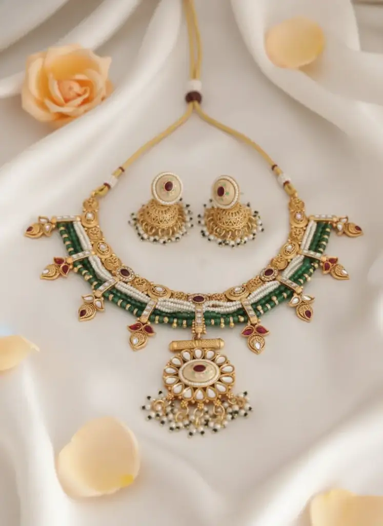 Zyora Traditional Temple Style Jhumki Necklace Set