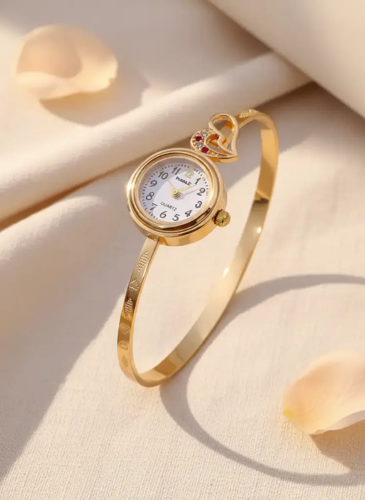 Zyora Cuff Heart Charm Watch Bracelet