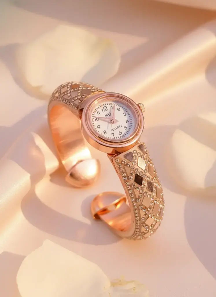 Zyora Geometric Lattice Cuff Watch