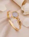 Zyora Studded Flower Cuff Watch