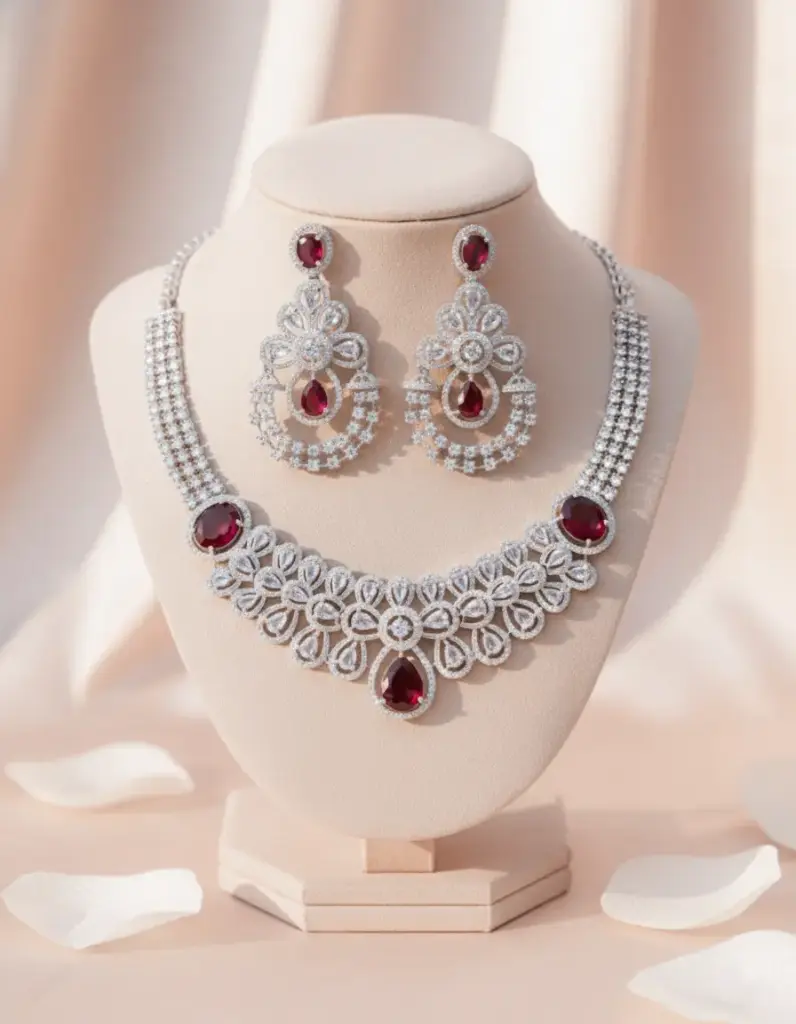 Zyora Marquise Link Designer Necklace Set