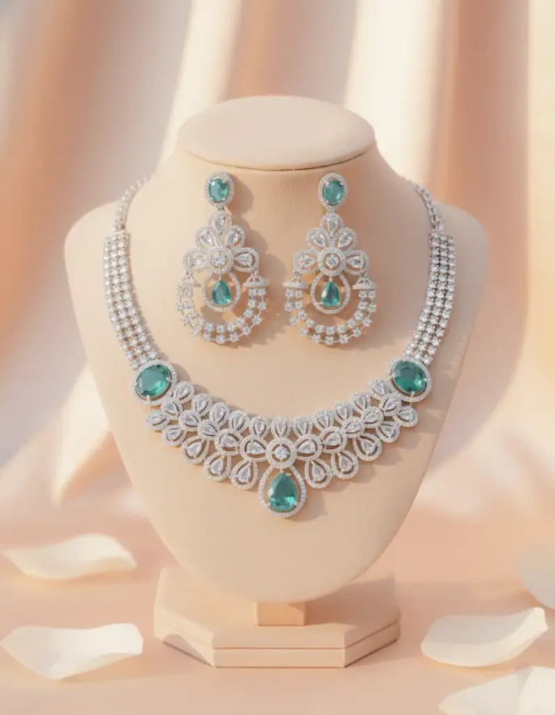 Zyora Marquise Link Designer Necklace Set