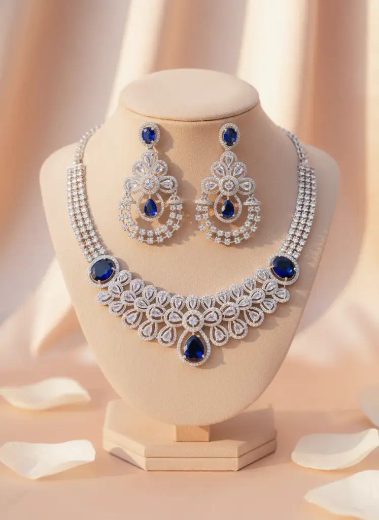 Zyora Marquise Link Designer Necklace Set