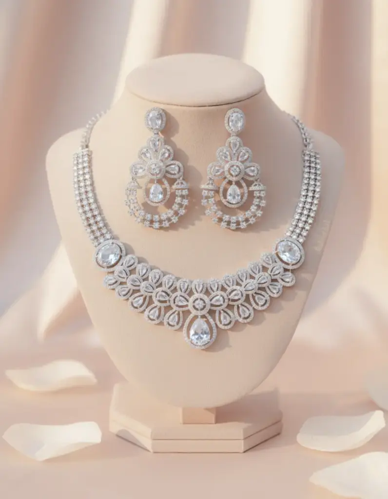 Zyora Marquise Link Designer Necklace Set