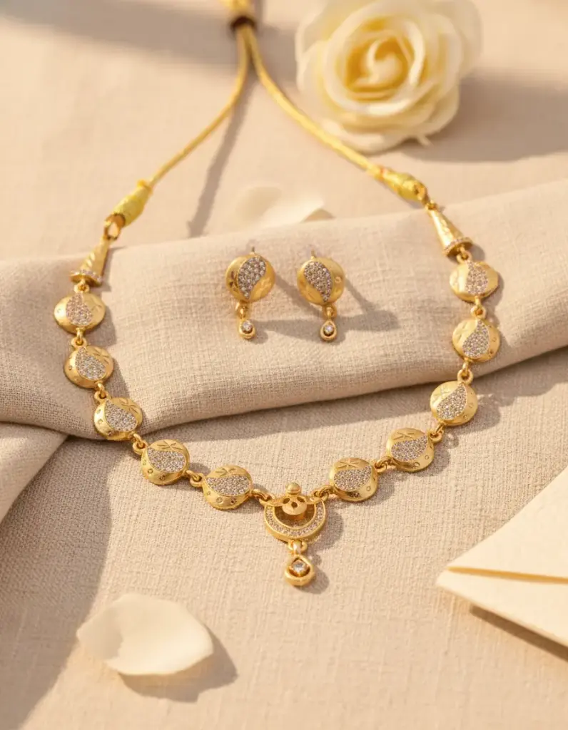 Zyora Pave Heart Link Set