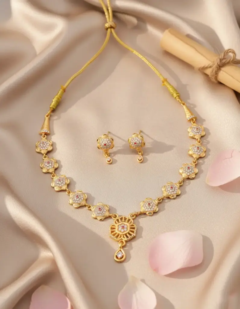Zyora Floral Link Necklace Set