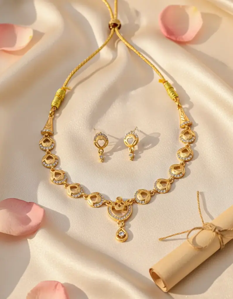 Zyora Open Heart Link Necklace Set