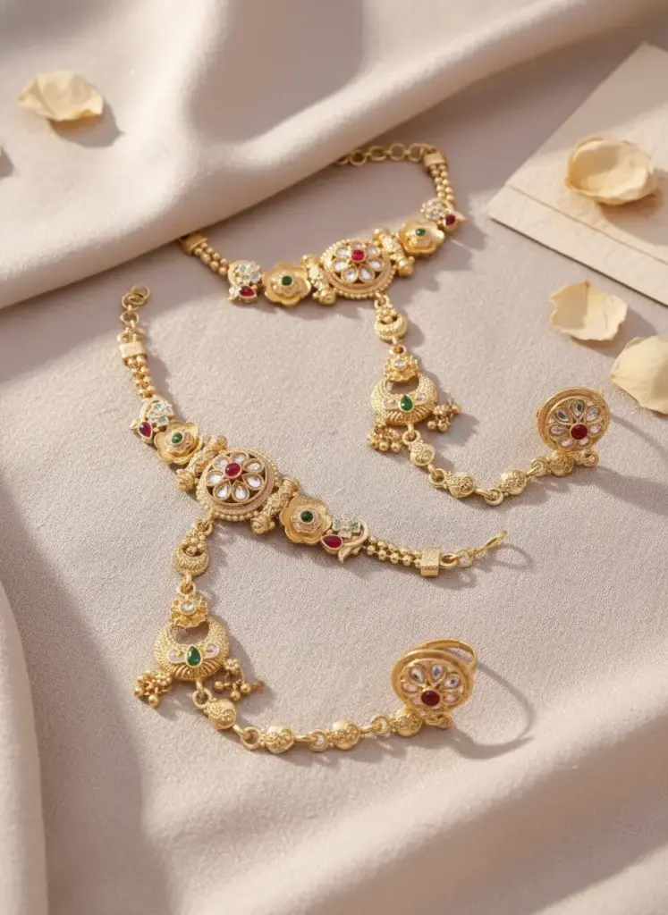 Zyora Floral Kundan Hath Phool