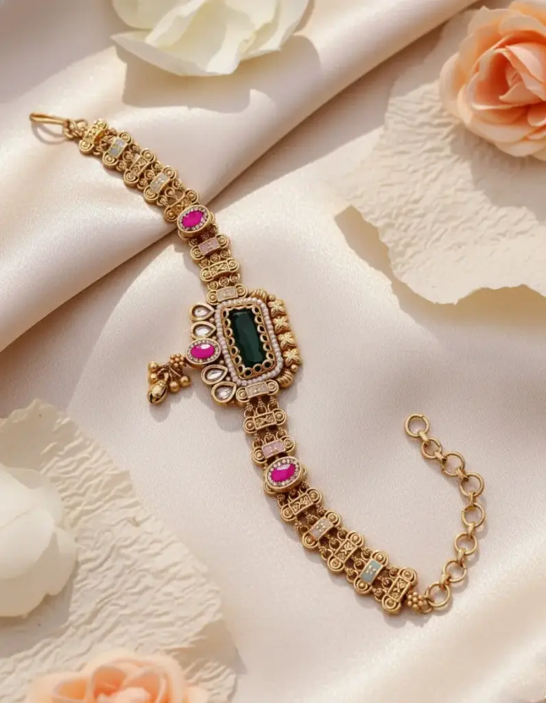 Zyora Heritage Rectangle Kundan Bracelet