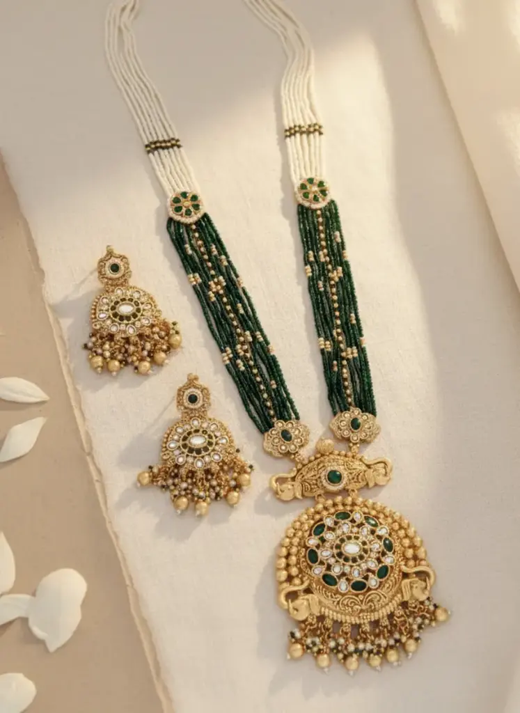 Zyora Antique Multi-Strand Temple Necklace Set