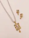 Diamond Frame Geometric Pendant Set