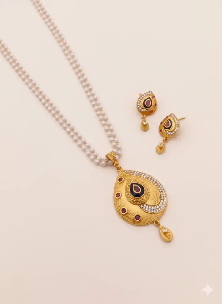 Teardrop Dual-Tone Pendant Set